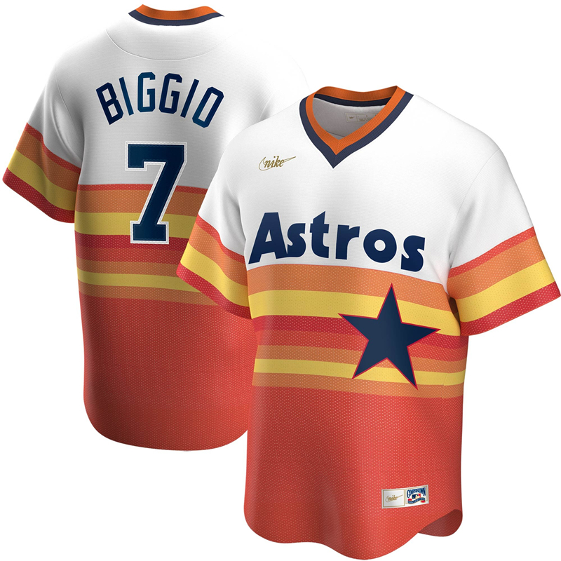 2020 MLB Men Houston Astros 7 Craig Biggio Nike White Home Cooperstown Collection Player Jersey 1
